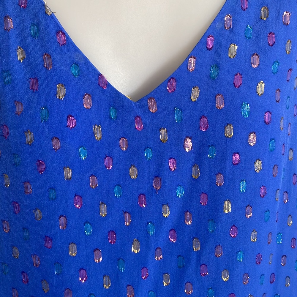 🌺 Lilly Pulitzer Florin blue Moroccan metallic top small - Picture 3 of 8